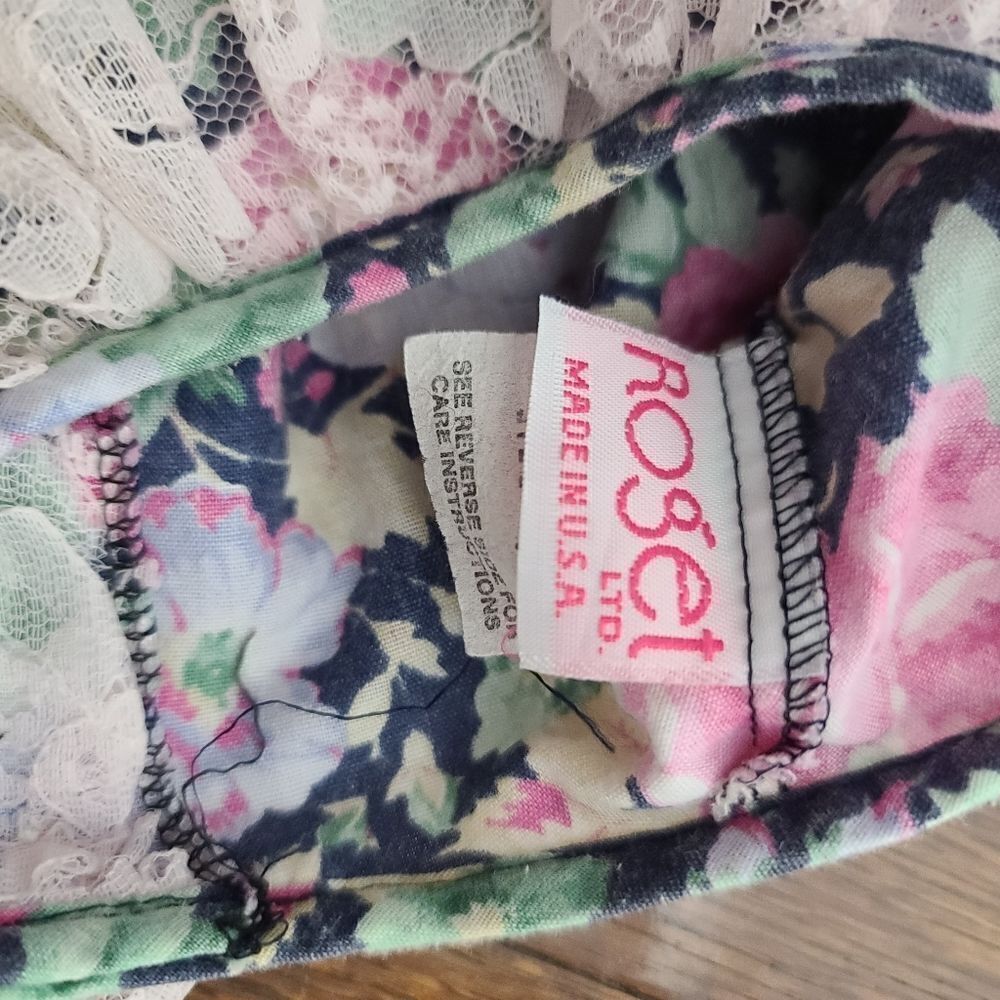 Vintage 80s 90s Girls Pink Colorful Floral Dress White Lace Collar 4T - Picture 7 of 9